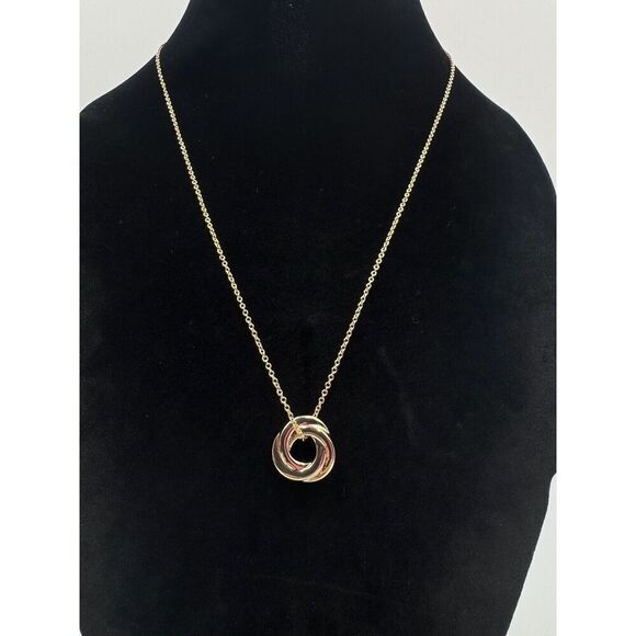 Vintage GV9 Gold Tone Chain Round Swirl Pendant Stackable Necklace 19” - 22” - Picture 6 of 6